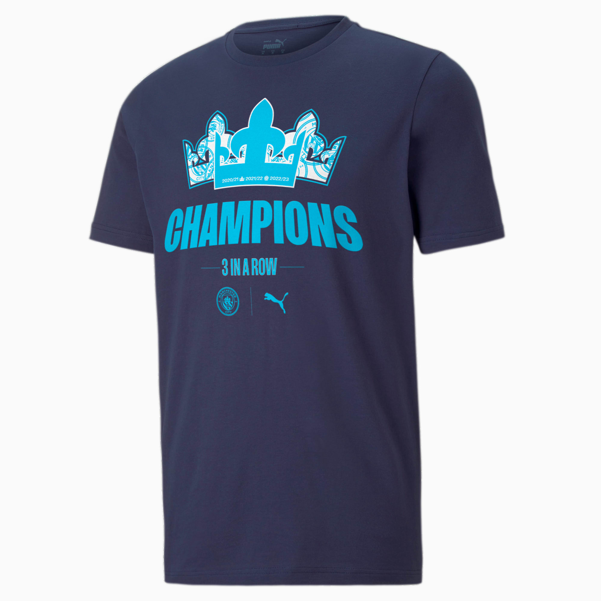 PUMA Manchester City League Champions T-Shirt 22/23 Teenager Für Kinder, Blau, Größe: 98, Kleidung