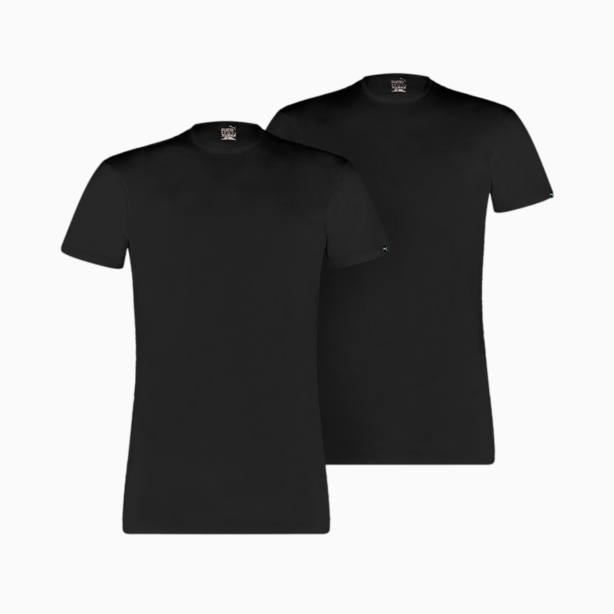 PUMA Basic Herren T-Shirt Mit Rundhalsausschnitt 2er-Pack, Schwarz, Größe: S, Kleidung