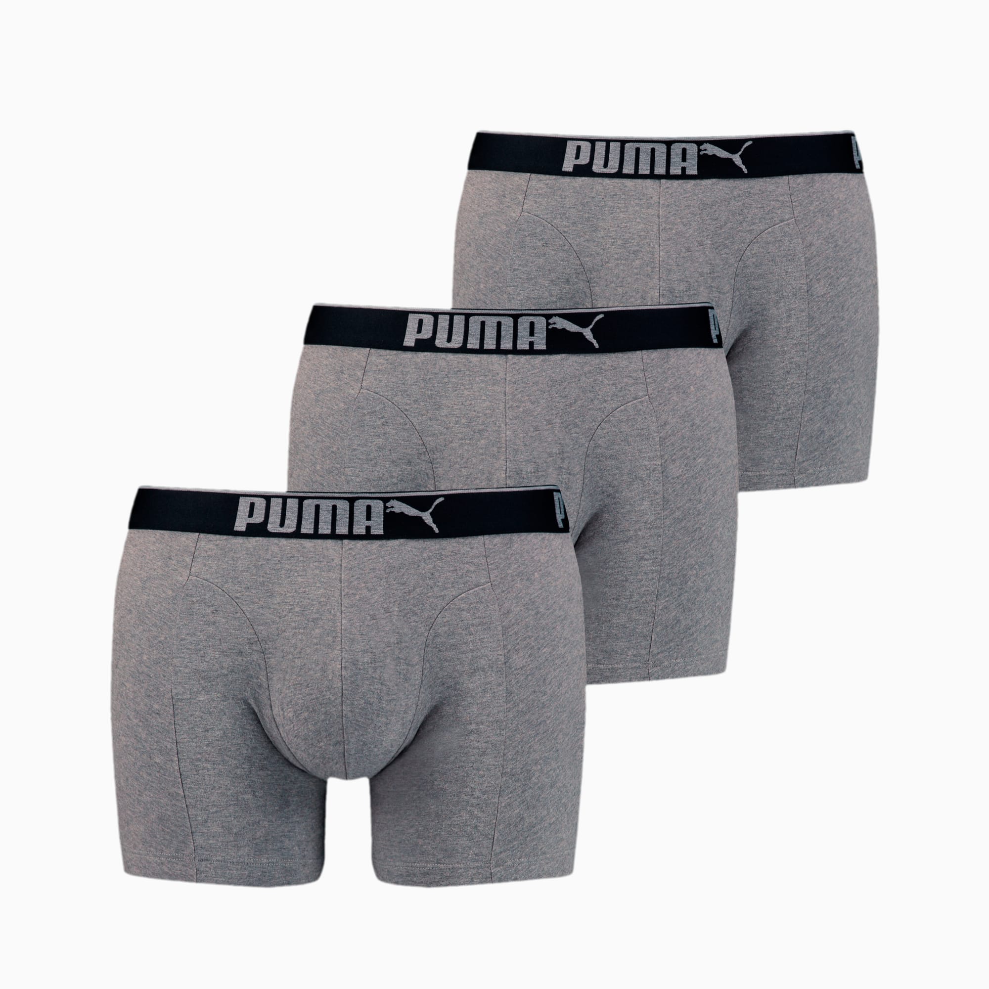 PUMA Premium katoensuède boxers 3-pak, Grijs/Melange, Maat L
