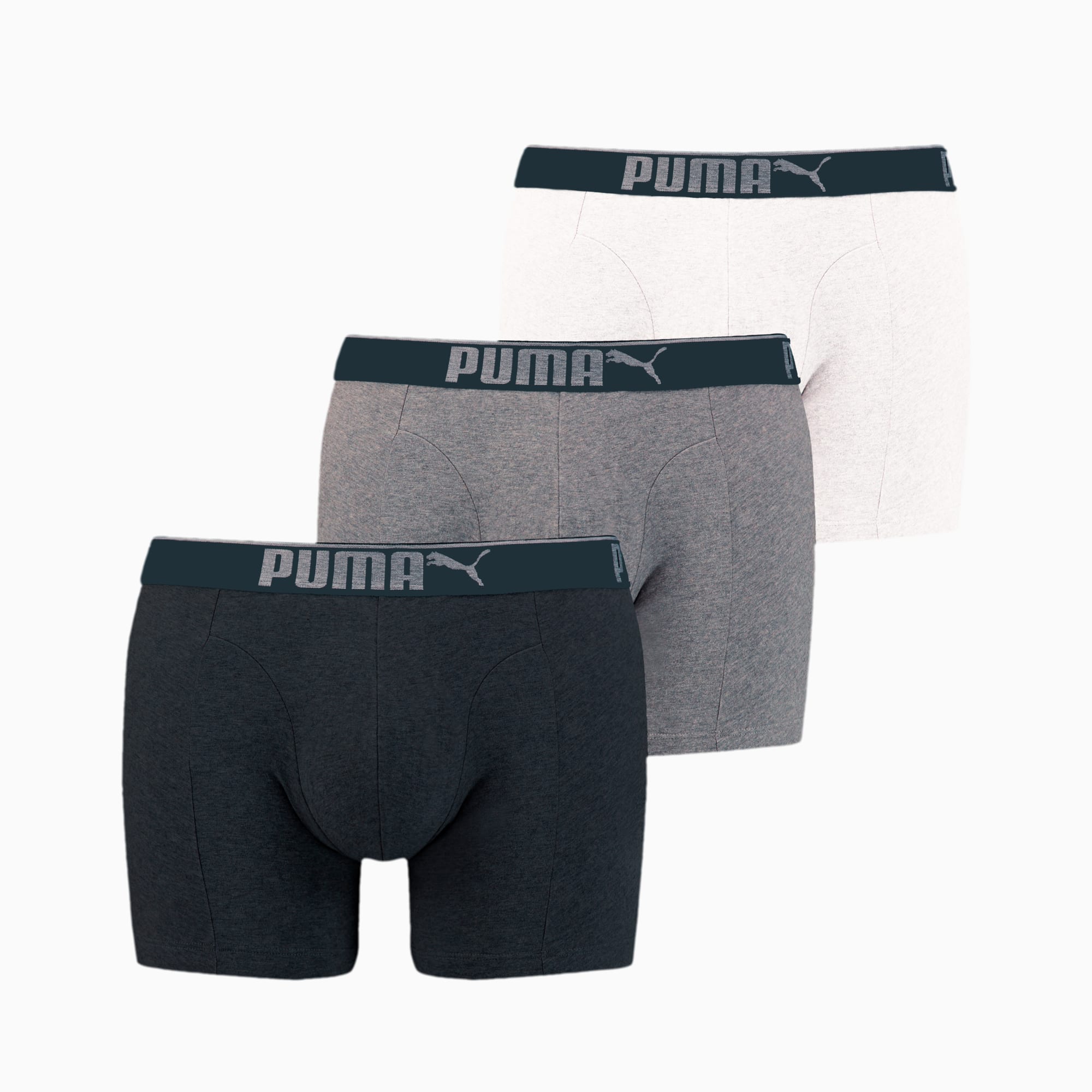 PUMA Premium katoensuède boxers 3-pak, Zwart/Grijs/Wit/Aucun, Maat XL