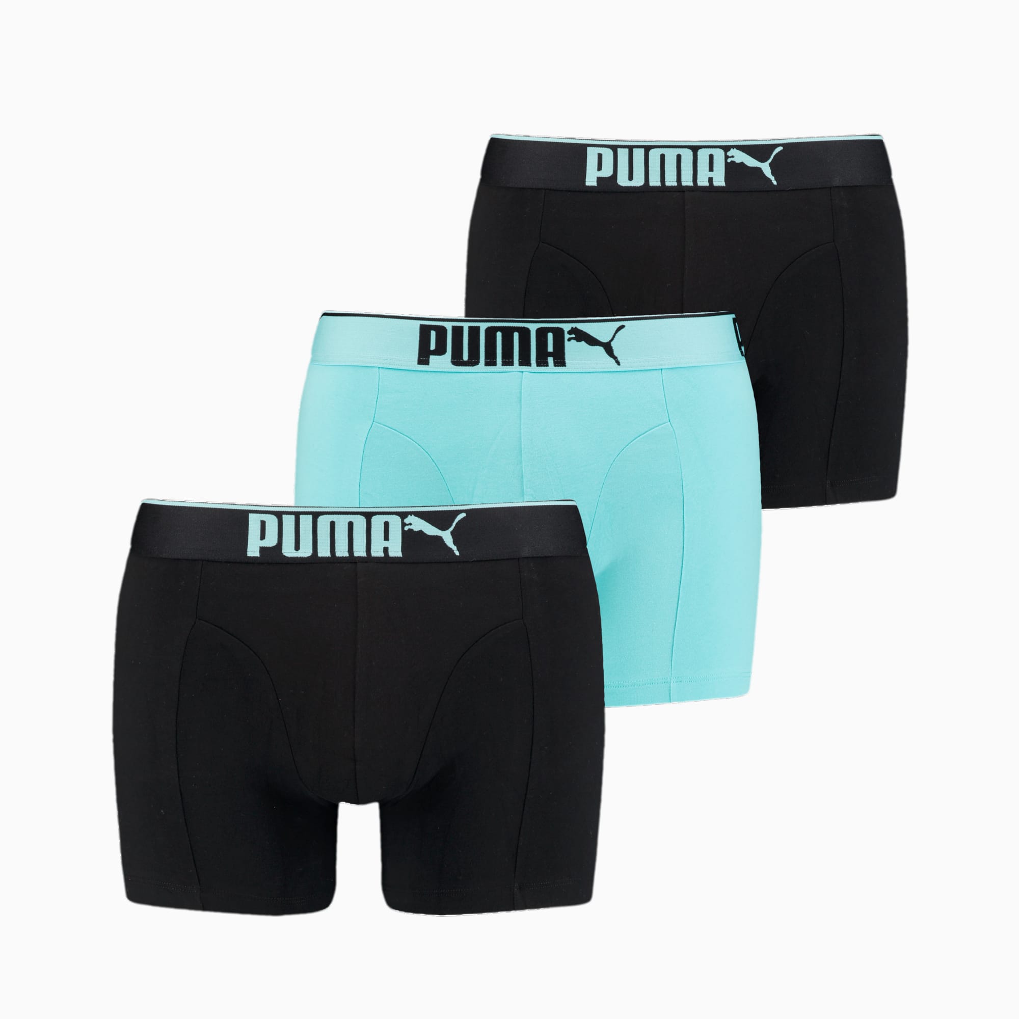 PUMA Lot de 3 boxers en coton suédé Premium homme, Bleu, Taille M, Vêtements