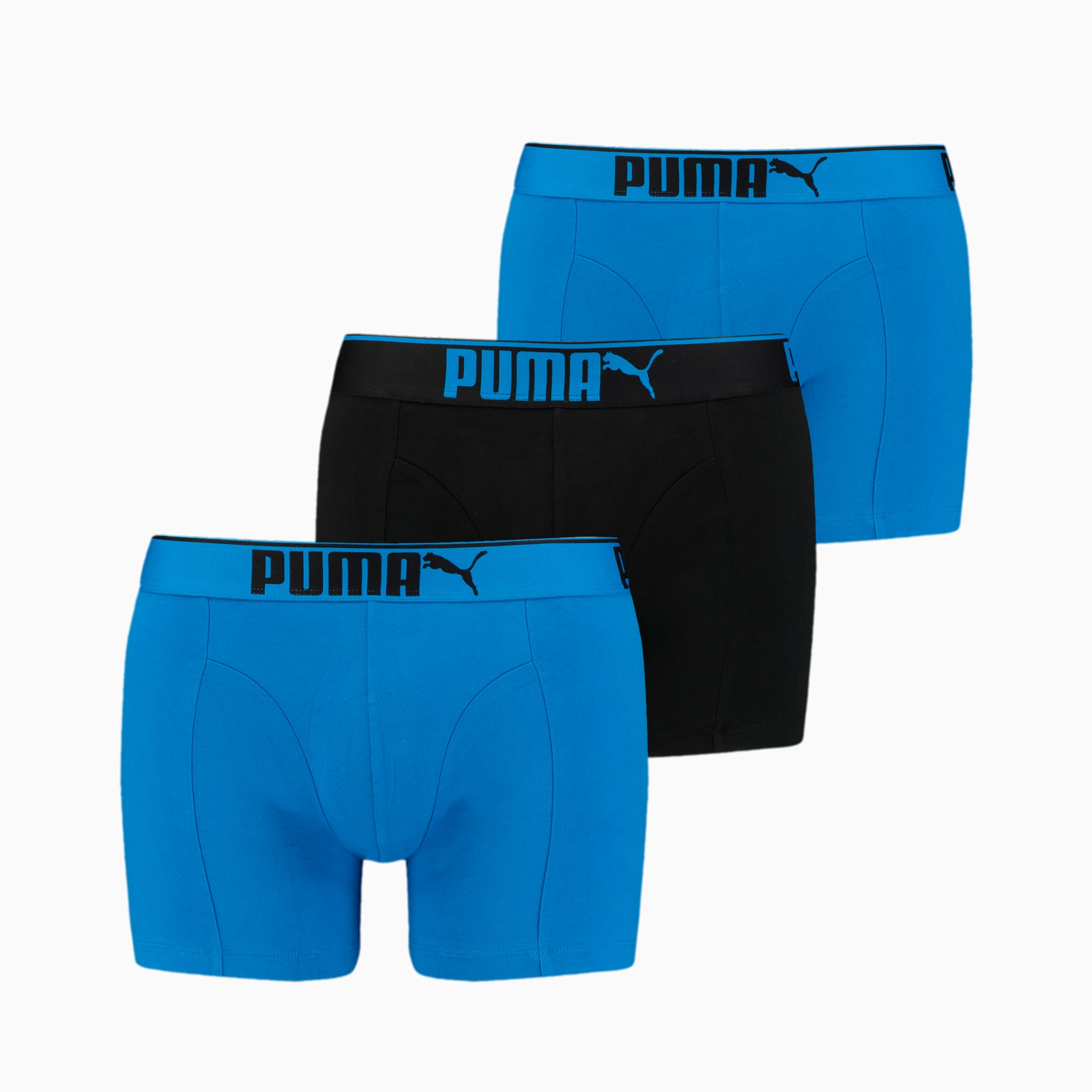 PUMA Premium katoensuède boxers 3-pak, Blauw/Aucun, Maat XXL