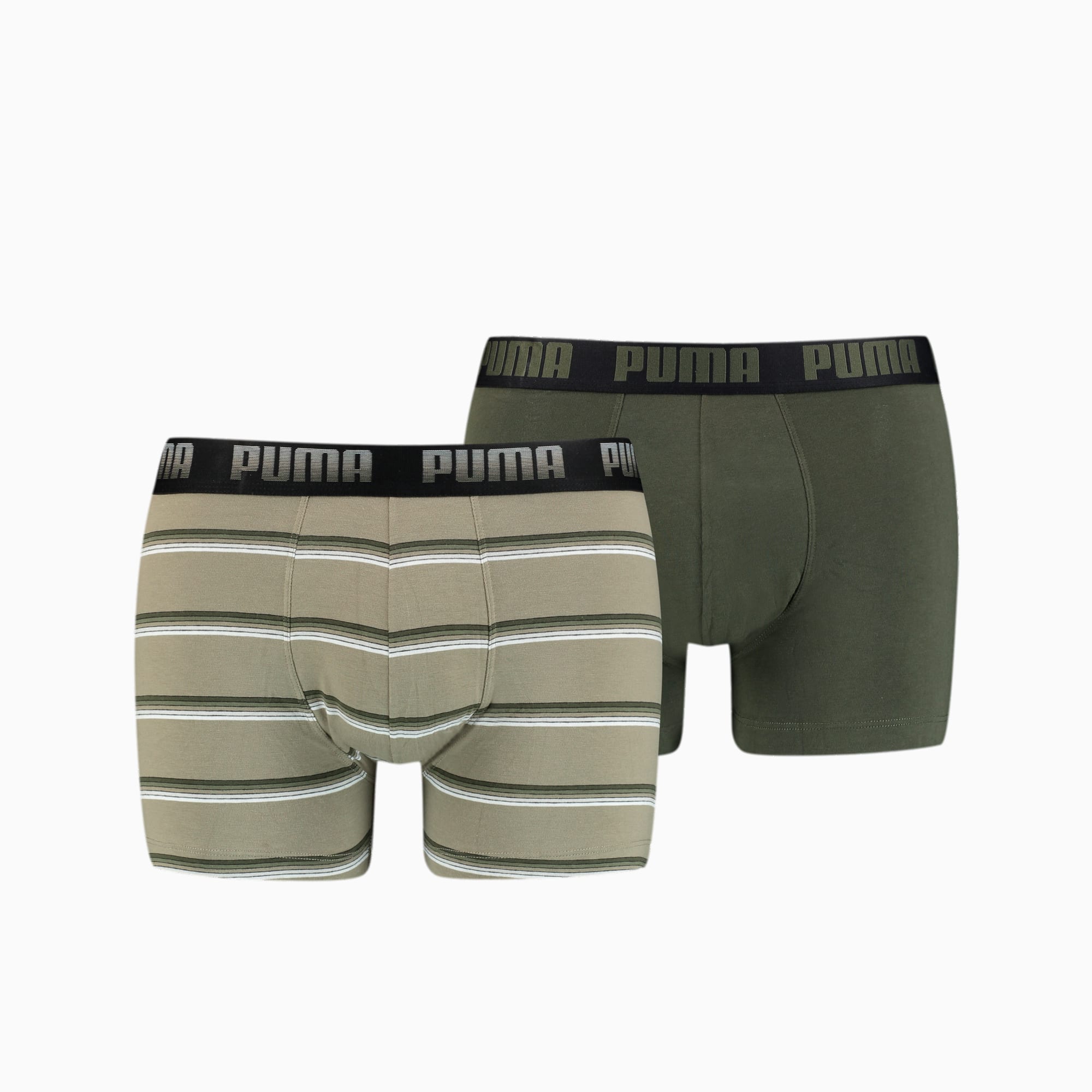 PUMA Lot de 2 boxers Gradient Stripe homme, Vert, Taille M, Vêtements