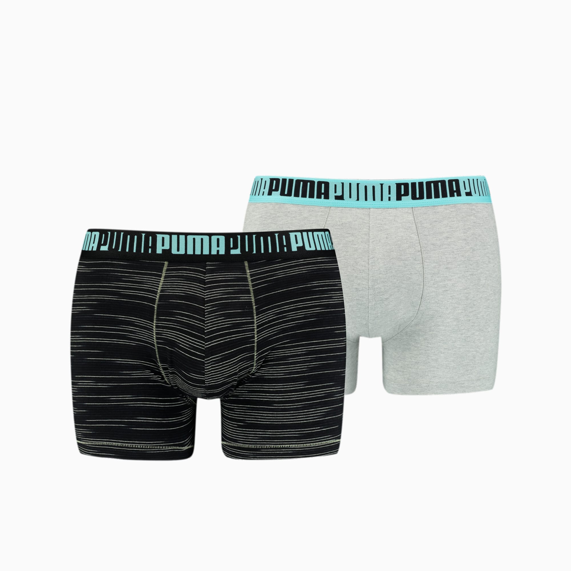 PUMA Lot de 2 boxers Space-dye Stripe homme, Gris/Noir, Taille S, Vêtements