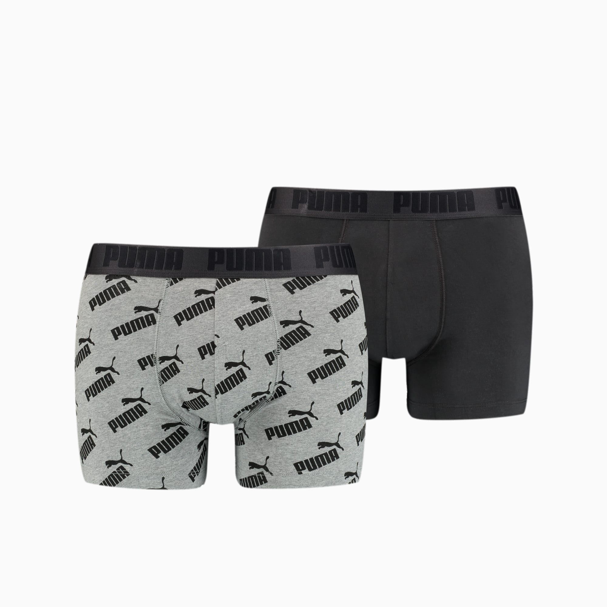 PUMA Lot de 2 boxers All-Over-Print Logo homme, Gris/Noir/Melange, Taille XL, Vêtements