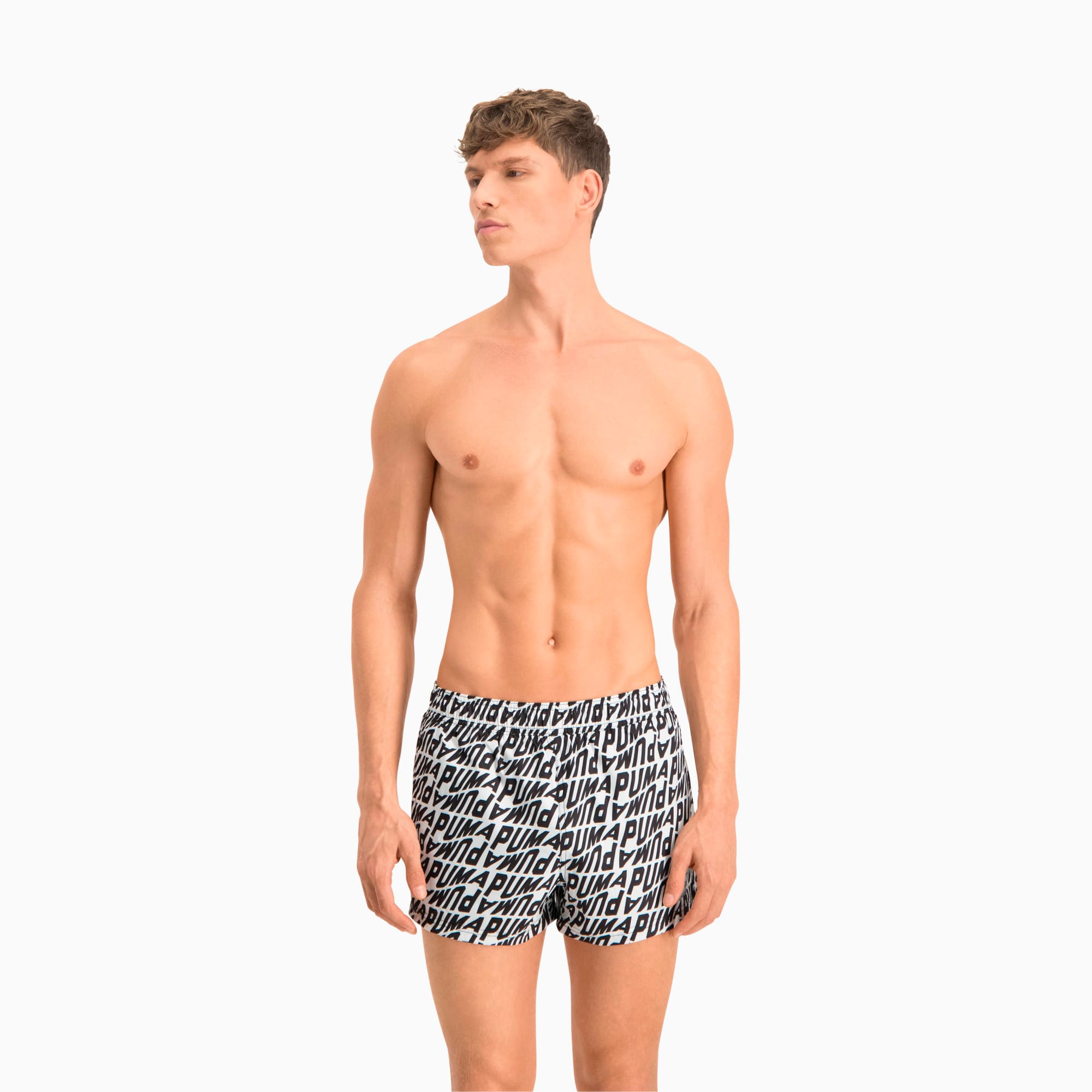 Short de natation PUMA Swim Wave All-Over-Print homme, Blanc/Noir, Taille XXL, Vêtements