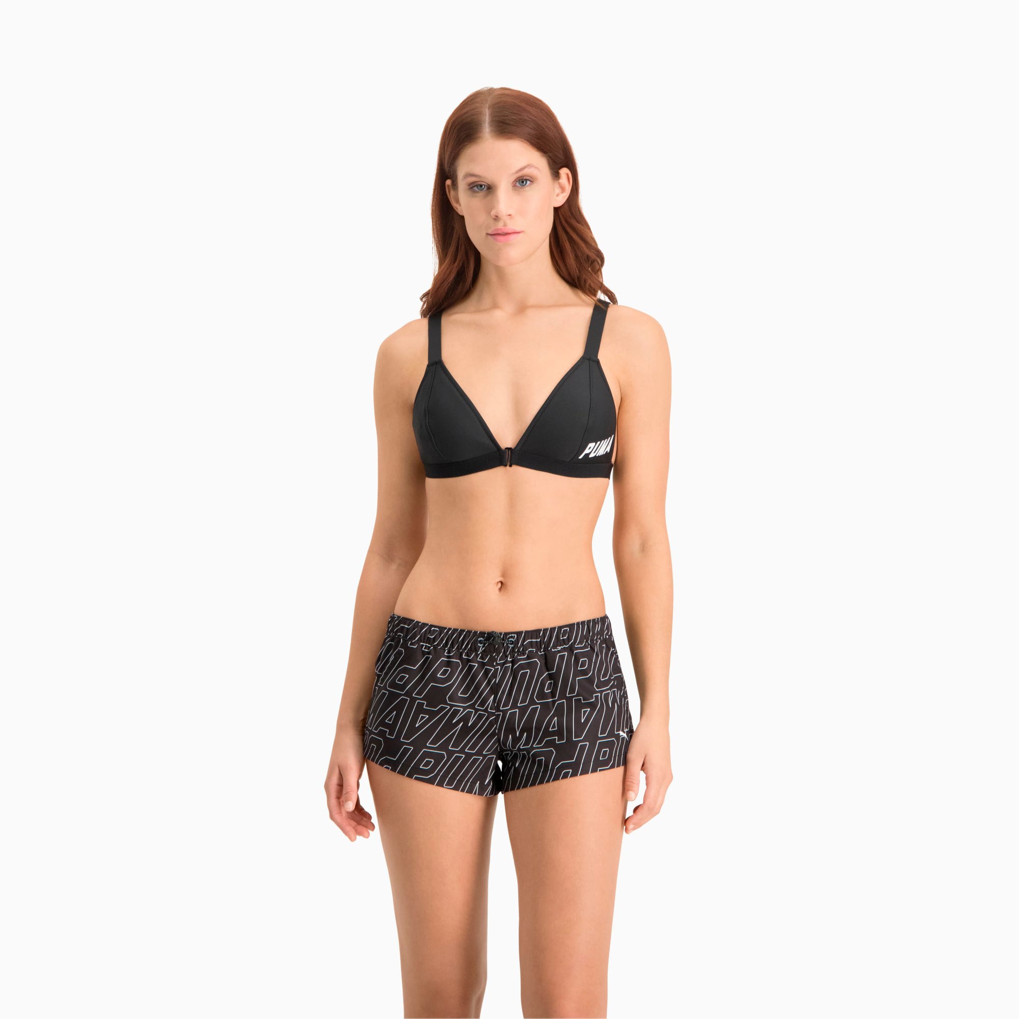 PUMA Short de bain imprimé Swim femme, Noir, Taille L, Vêtements