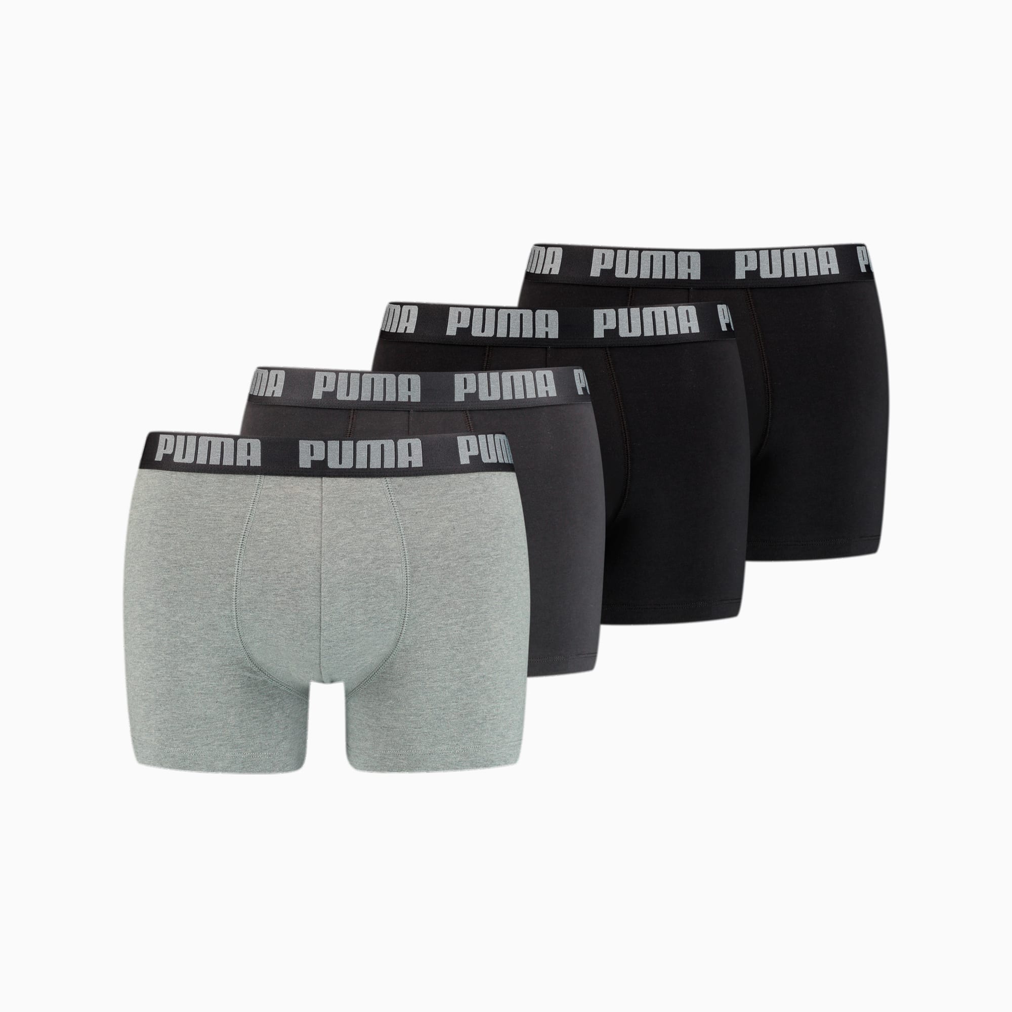 Image of PUMA Basic Herren Boxershorts 4er Pack | Mit Grau Melange | Grau/Schwarz | Größe: L