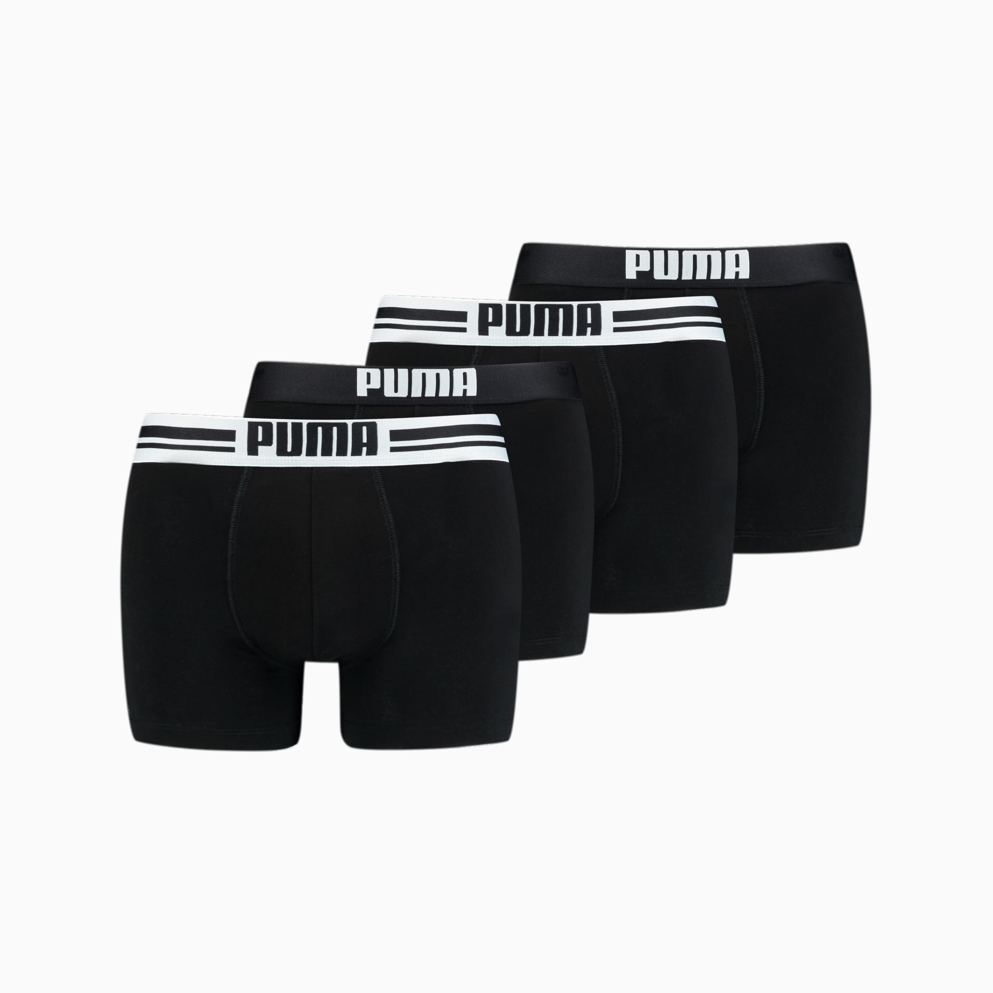 PUMA Placed Logo Men's Boxers 4 Pack, Black