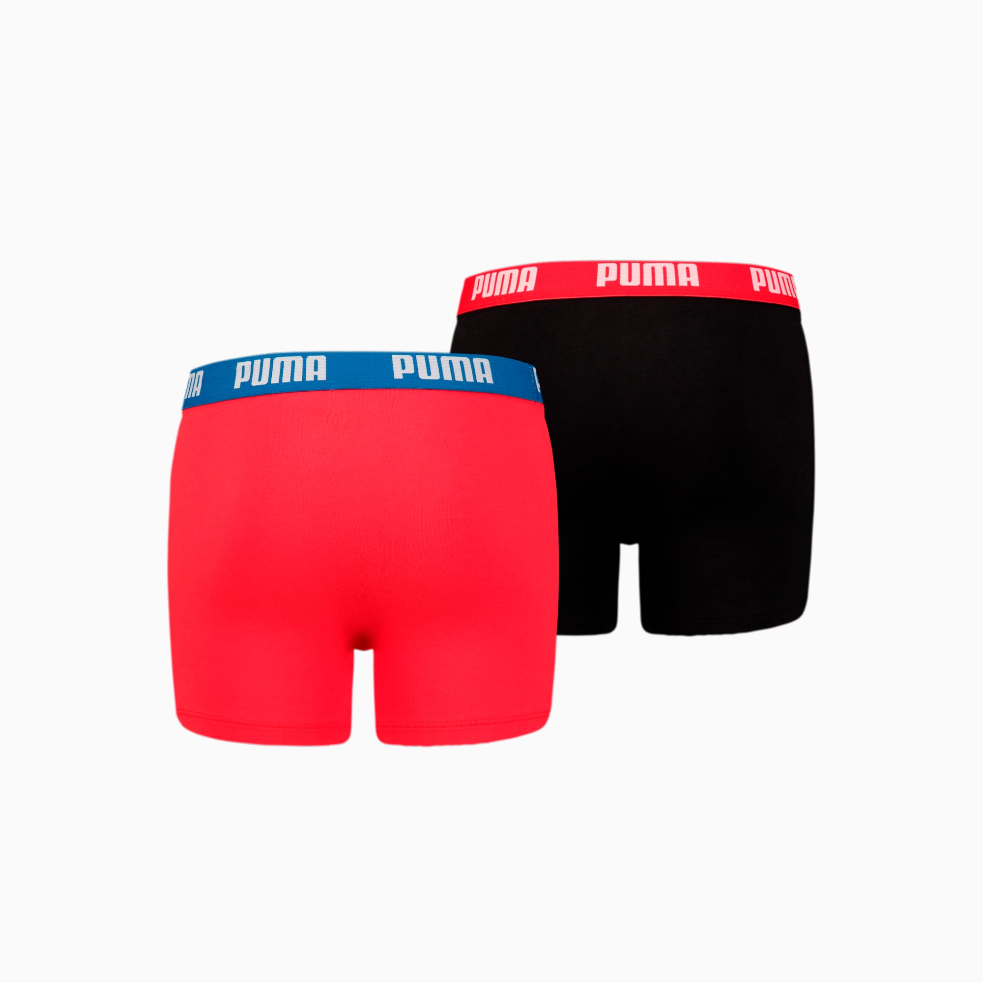 PUMA Jungen-Basic-Boxershorts 2er-Pack Für Kinder, Rot/Schwarz, Größe: 15/16, Kleidung
