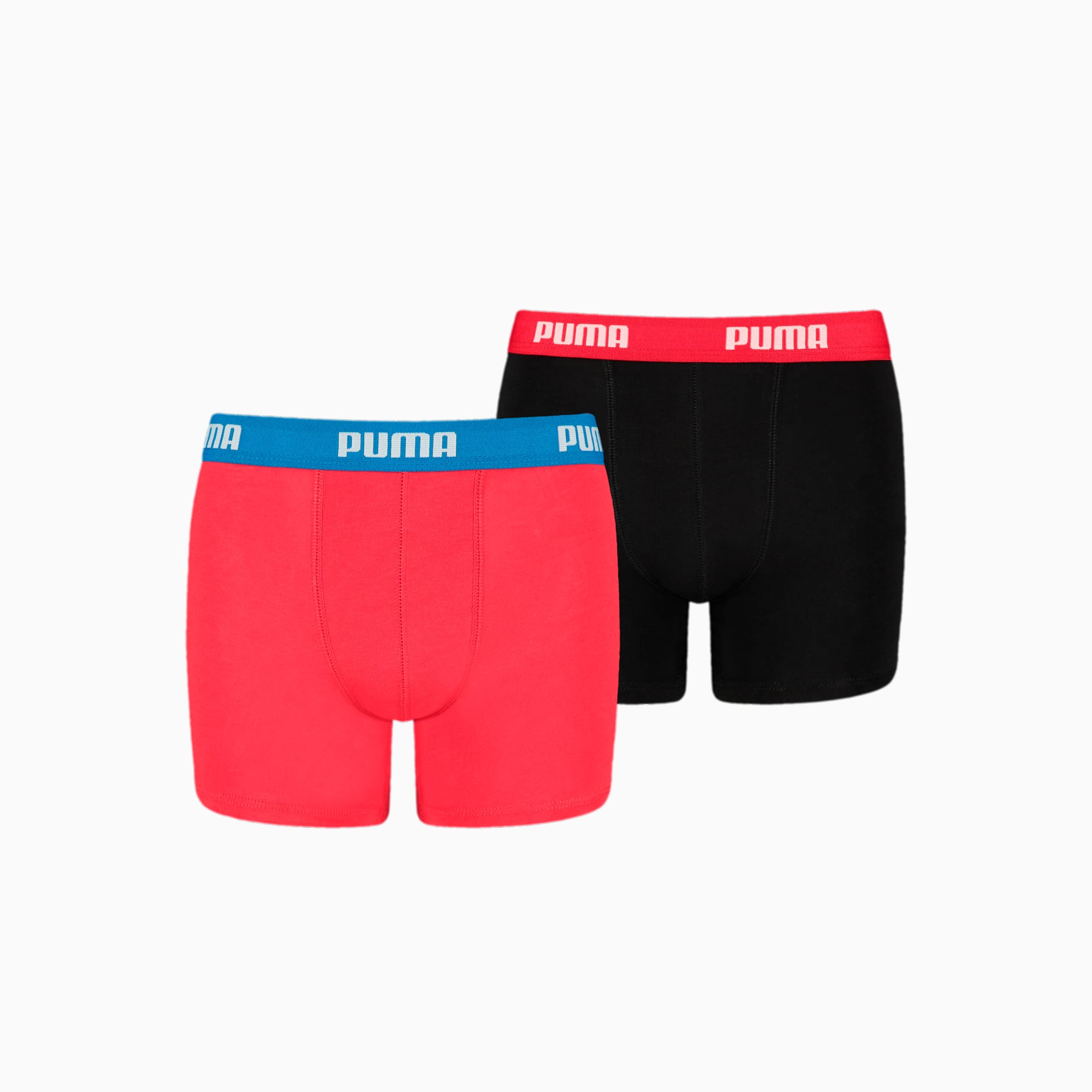 PUMA Jungen-Basic-Boxershorts 2er-Pack Für Kinder, Rot/Schwarz, Größe: 7/8, Kleidung