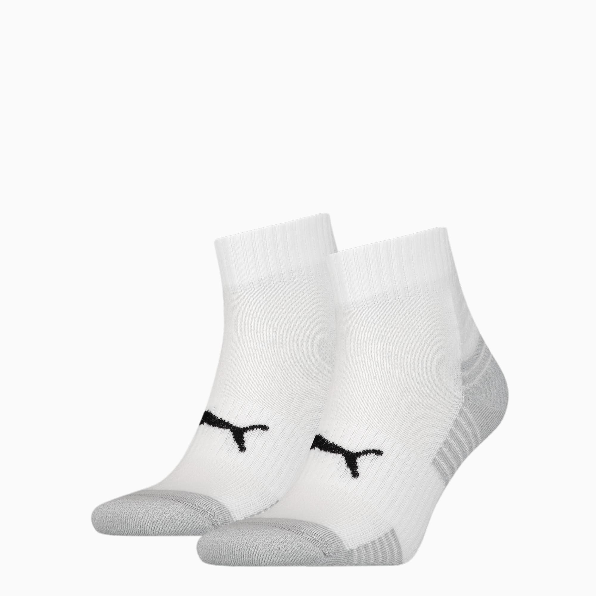 PUMA Sport Gepolsterte Quarter-Socken 2er-Pack Für Damen, Weiß, Größe: 43-46, Kleidung