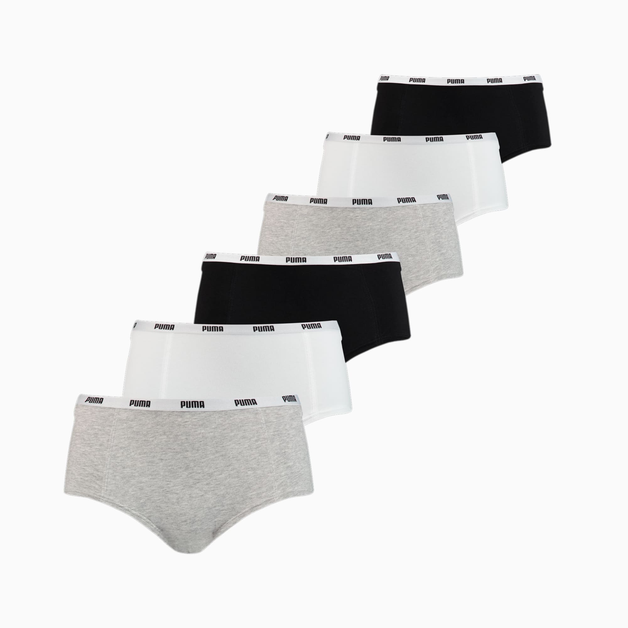 PUMA Slips Damen (6er-Pack), Weiß/Schwarz/Grau, Größe: L, Kleidung
