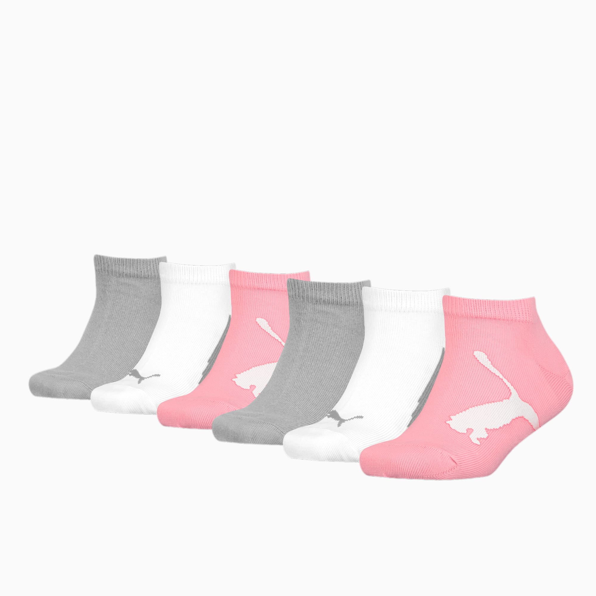 PUMA Kids Bwt Sneaker Socks 6 Pack, Pink/Grey