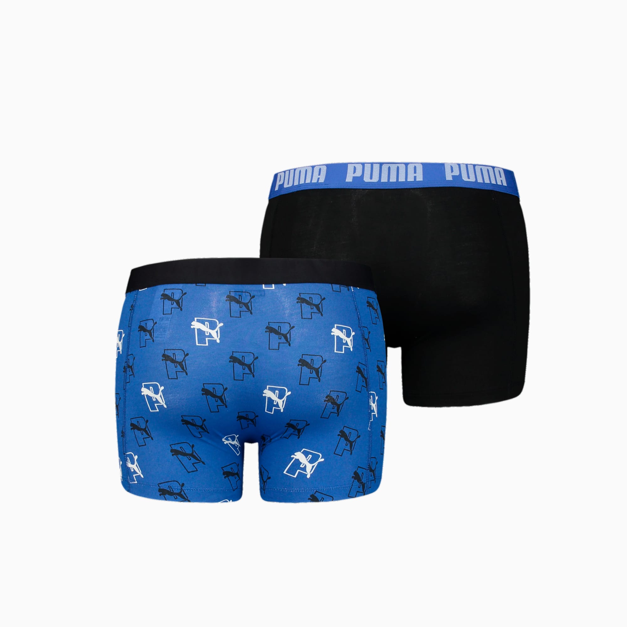 PUMA Boxershorts Met Doorlopend Logo, Blauw/Zwart