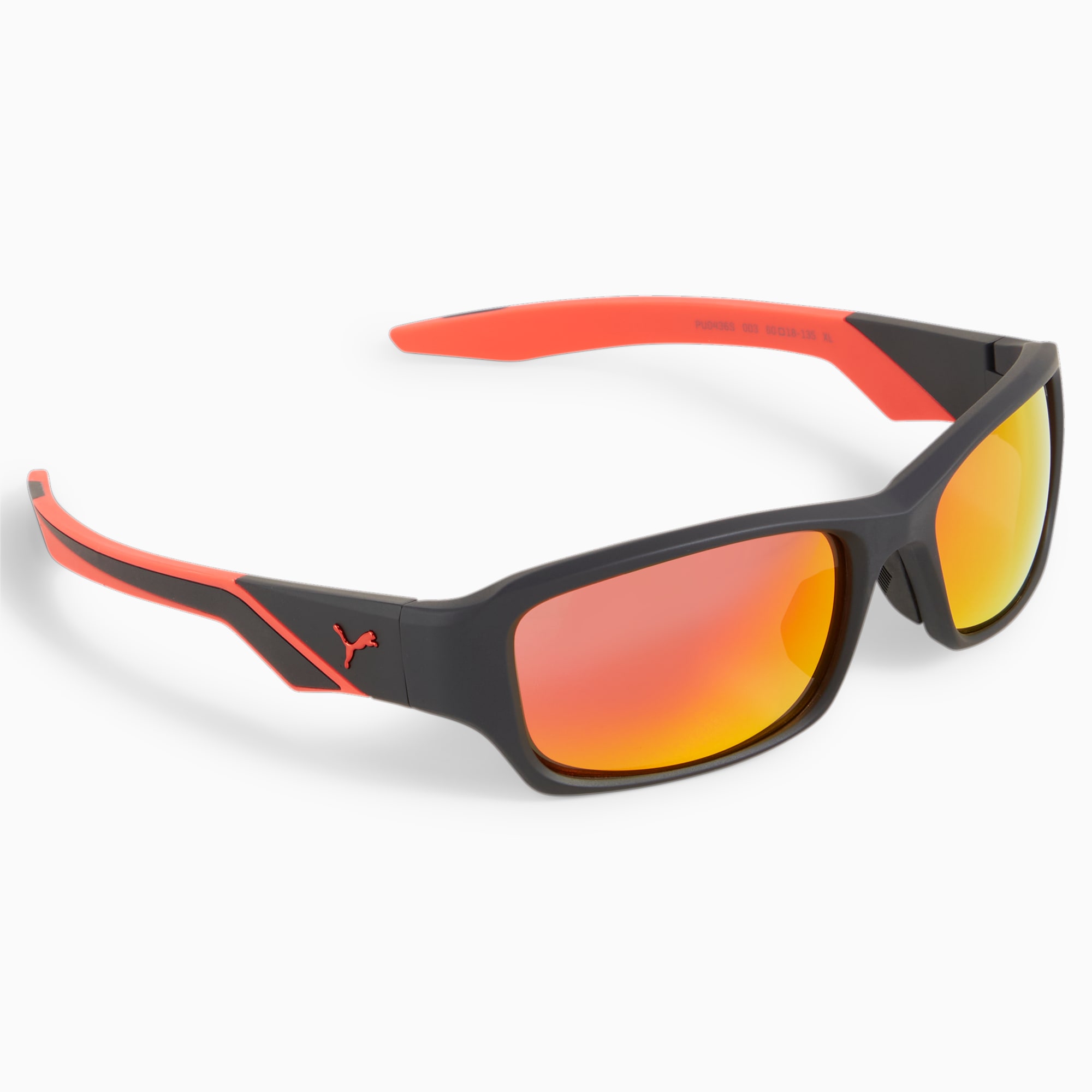 PUMA Sportliche Lifestyle-Sonnenbrille, Schwarz/Rot