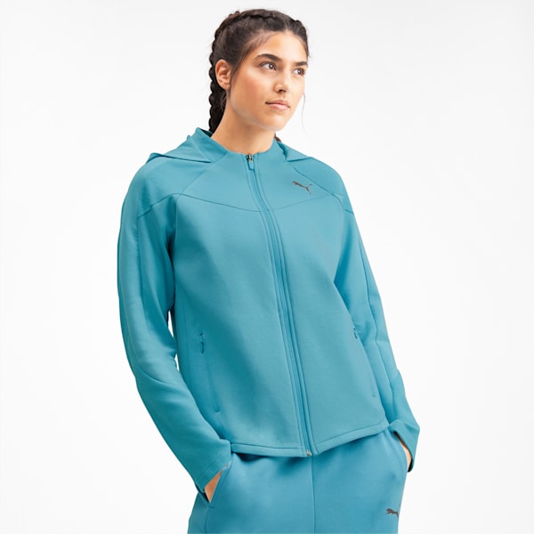 PUMA Blouson en sweat Evostripe avec capuche pour Femme, Bleu, Taille XS