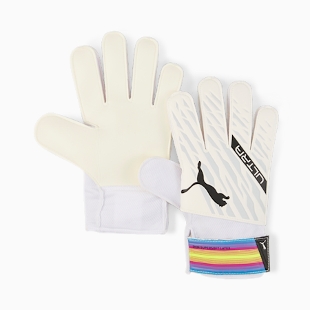 ULTRA Grip 4 RC Goalkeeper Gloves, Puma White-Puma Black-Ocean Dive-Deep Orchid-Yellow Alert, small