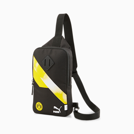 BVB Iconic Football Crossbody Bag, Puma Black-Cyber Yellow, small