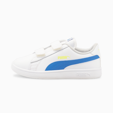 Smash v2 Leder Kinder Sneaker, Puma White-Victoria Blue, small