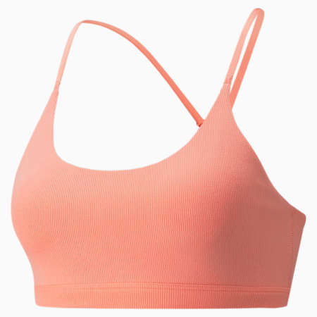 Exhale Ribbed Women's Training Bra, Peach Pink, small
