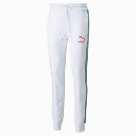 Pantalones de chándal de punto doble Iconic T7 para hombre, Puma White-GO FOR, small