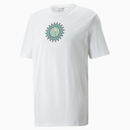 Downtown Graphic T-shirt met ronde hals voor heren, Puma White, small