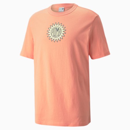 Downtown Graphic T-shirt met ronde hals voor heren, Peach Pink, small