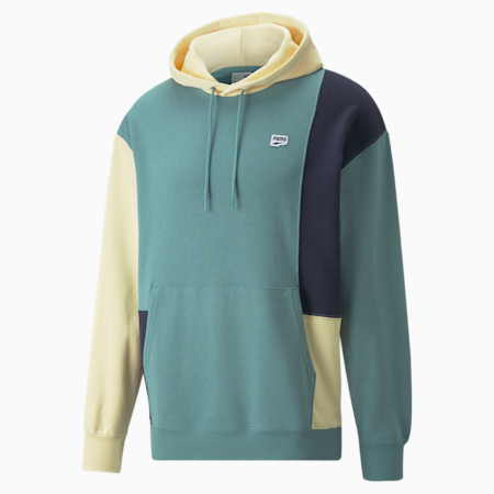Downtown Colourblocked Men's Hoodie, Mineral Blue, small