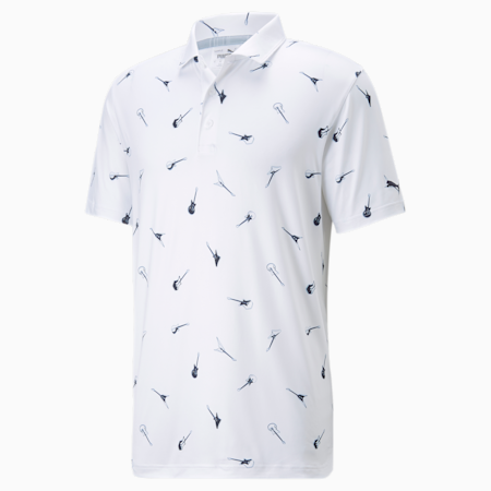 CLOUDSPUN Chords Golf Polo Shirt Men, Bright White-Navy Blazer, small