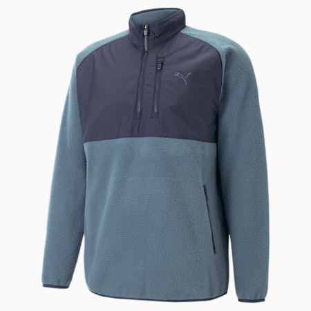 Sherpa Quarter-Zip Golf Sweatshirt Men, Evening Sky-Navy Blazer, small