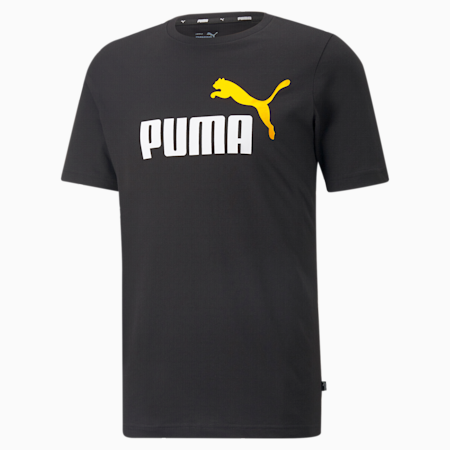 T-shirt Essentials+ 2-Colour Logo homme, Puma Black-Tangerine, small