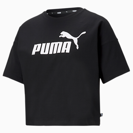 Essentials Logo Cropped Women's Tee, Puma Black, small
