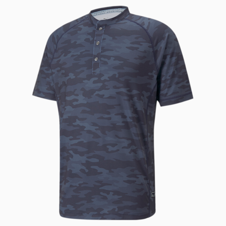 EGW CLOUDSPUN Mat Henley Men's Golf Polo Shirt, Navy Blazer-Camo, small