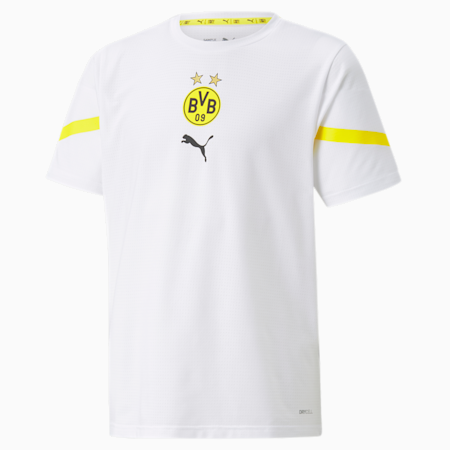Camiseta juvenil BVB Prematch, Puma White-Cyber Yellow, small