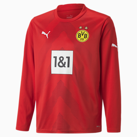 Borussia Dortmund Football Goalkeeper Long Sleeve Replica Jersey Youth, Puma Red, small
