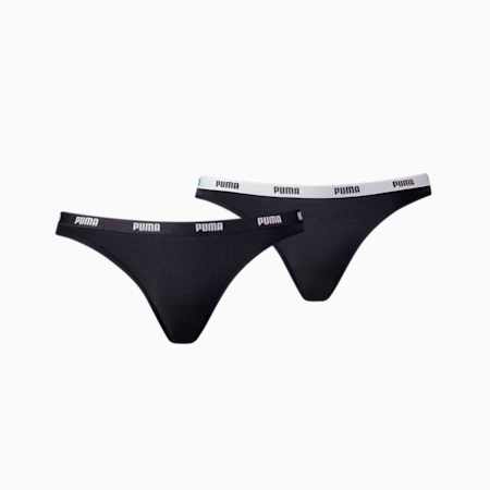 PUMA Women's Bikini Underwear 2 Pack, black, small