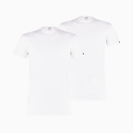 Pack de 2 camisetas básicas con cuello redondo para hombre, white, small