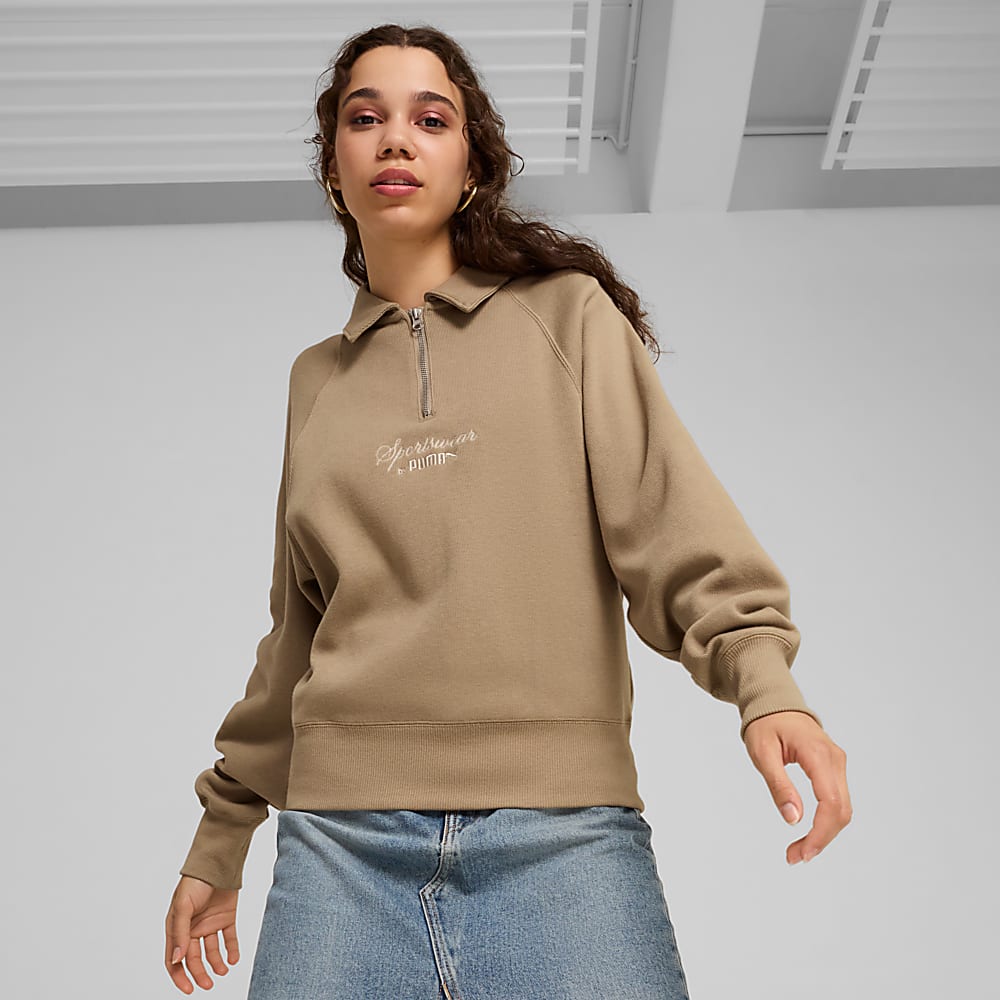 Görüntü Puma CLASSICS+ Kadın Yarım Fermuar Polo Yaka Tişört #1