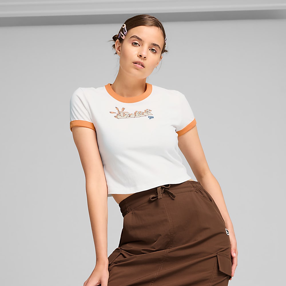 DOWNTOWN Kad n Grafik Baby Tee Beyaz Puma Sku 626654 52 PUMA Turkiye Resmi Al veri Sitesi