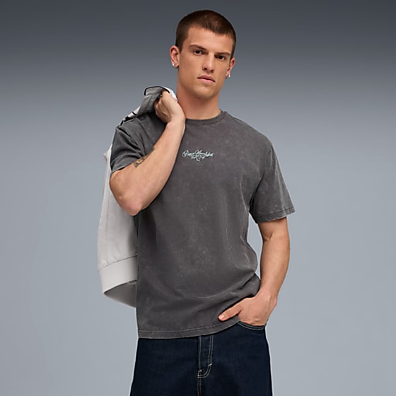 Мужская футболка Puma GRAPHIC Font Play Washed Geniş Kesim