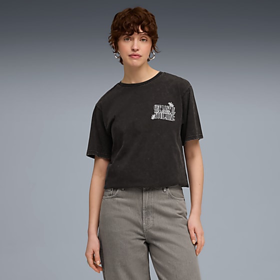 Женская футболка Puma GRAPHIC PARADISE MINDSET Washed Geniş Kesim