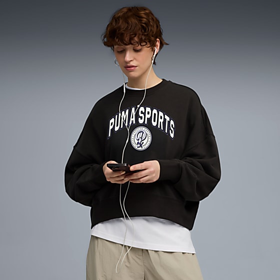 Женский свитшот Puma Wardrobe ESSENTIALS Sports Legacy Geniş Kesim