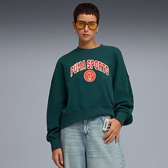 Женский свитшот Puma Wardrobe ESSENTIALS Sports Legacy Geniş Kesim