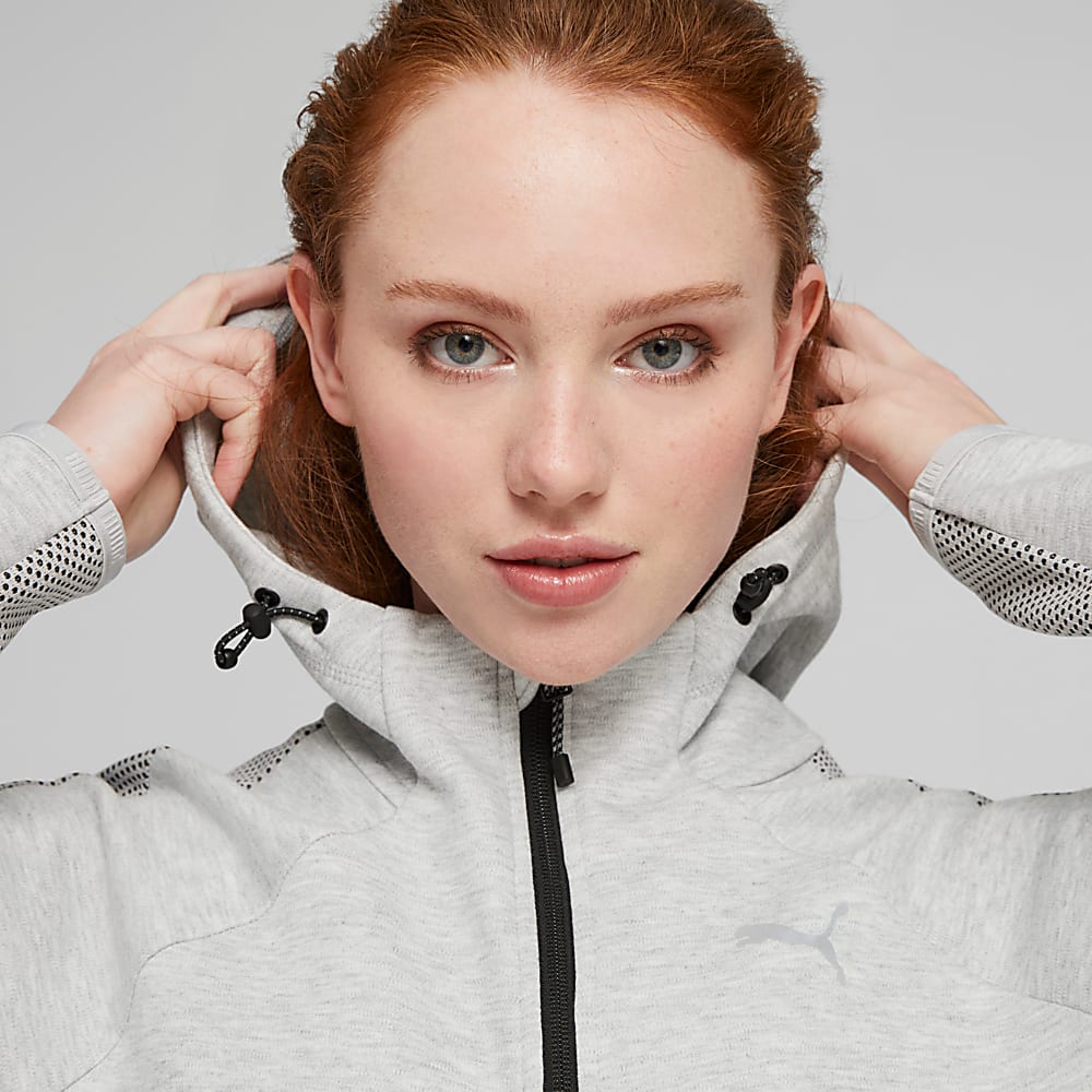 EVOSTRIPE Kad n Fermuarl Kapu onlu Sweatshirt Gri Puma Sku 676073 04 PUMA Turkiye Resmi Al veri Sitesi