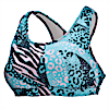 Bra deportivo estampado Mid 4Keeps para mujer, Hero Blue-AOP, small-PER