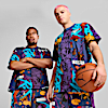 Polo de basketball estampada Melo Phoenix para hombre, Blue Crystal-AOP, small-PER