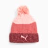 Pom Pom Beanie Women's Hat, Peach Smoothie-Electric Blush-Dark Jasper, small-AUS
