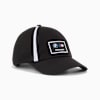 Gorra PUMA negra con logo BMW Motorsport y raya blanca, para adultos.