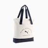 Sac fourre-tout PUMA cr&egrave;me avec d&eacute;tails, anses et logo bleu marine.